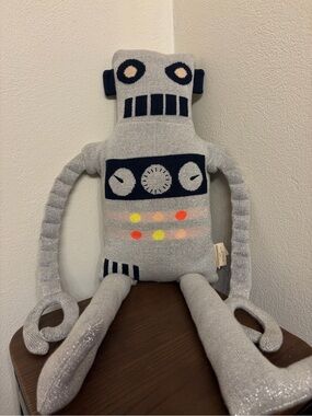 Meri Meri Ziggy Plush Robot Doll Silver Machine Organic Cotton 26"
